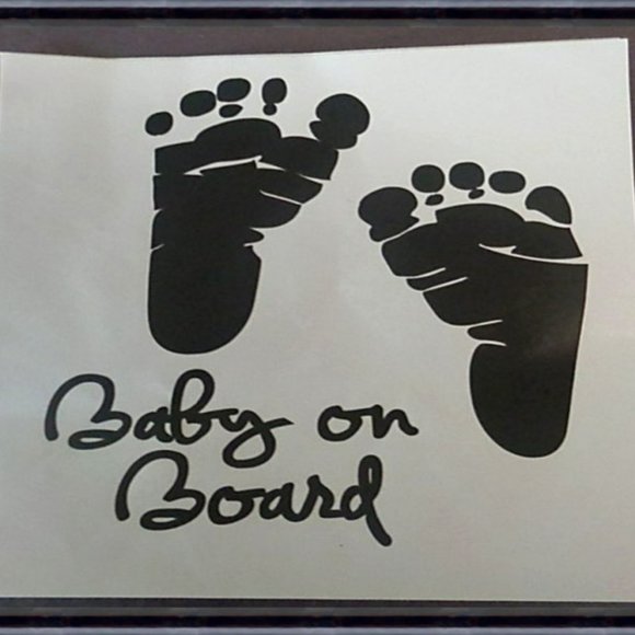 Baby On Board / Baby Feet Vehicle Sticker Black In Color - Picture 1 of 1